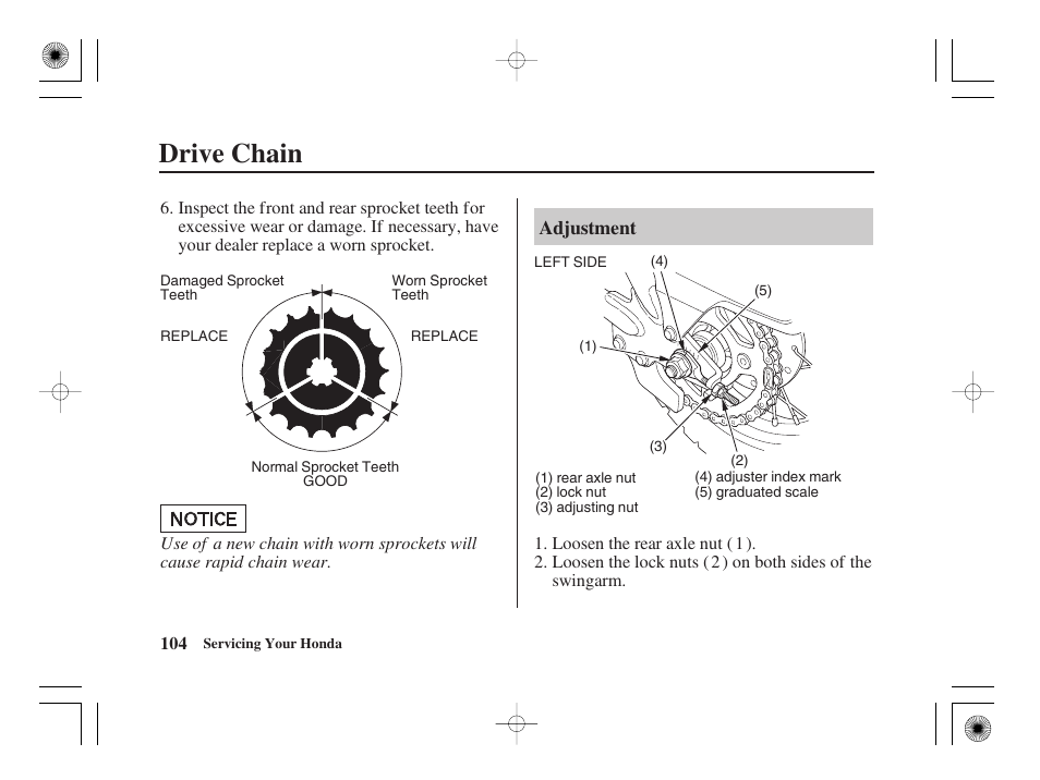 Drive chain | HONDA CRF50F User Manual | Page 112 / 172