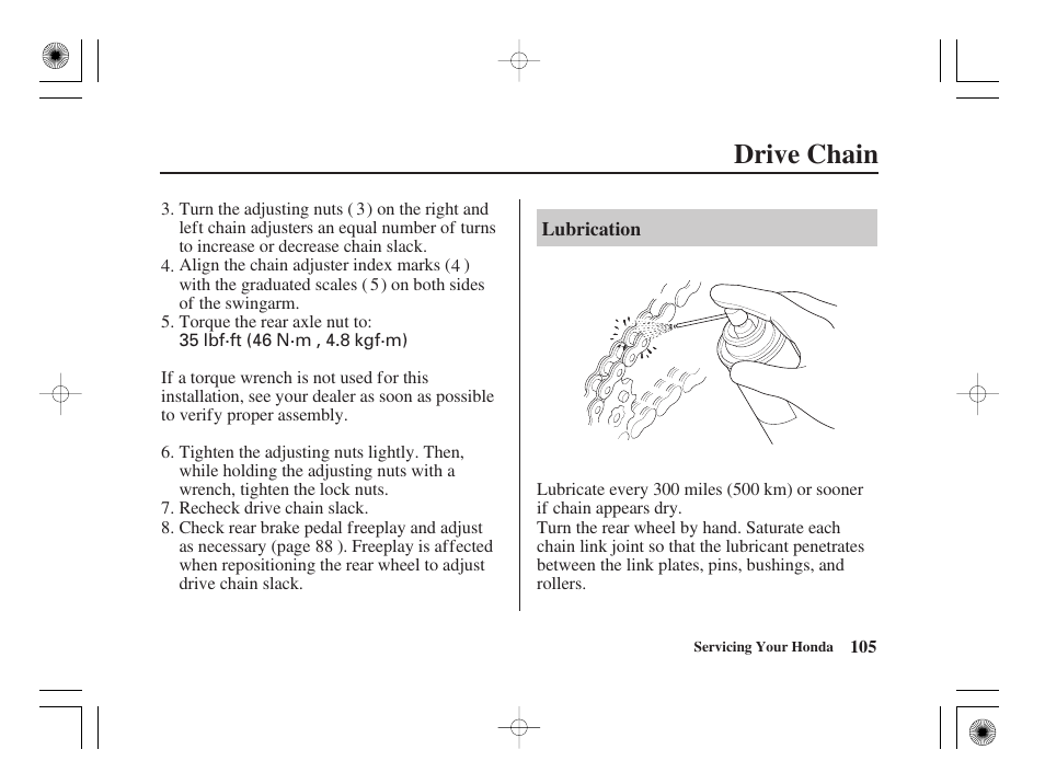 Drive chain | HONDA CRF50F User Manual | Page 113 / 172