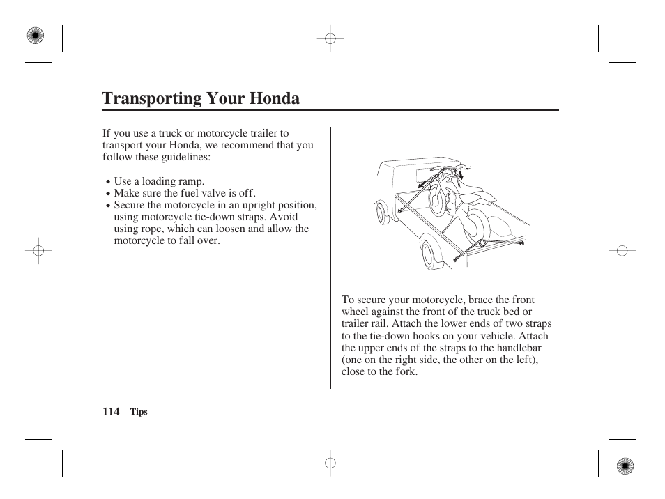 Transporting your honda | HONDA CRF50F User Manual | Page 122 / 172