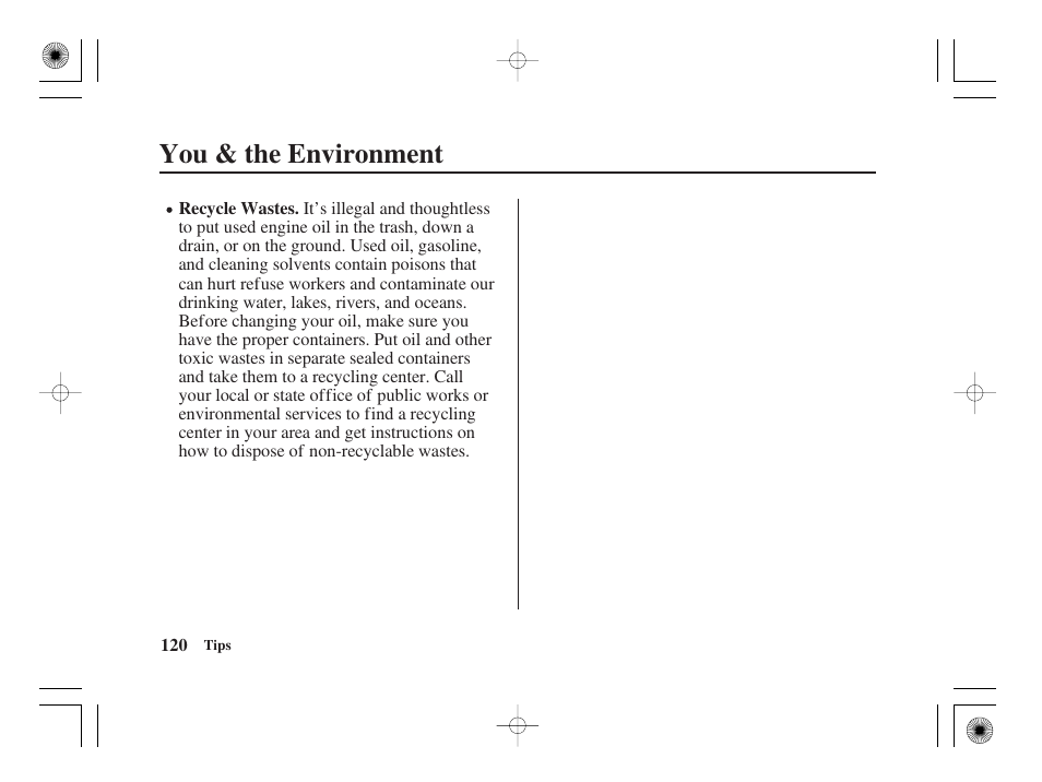 You & the environment | HONDA CRF50F User Manual | Page 128 / 172