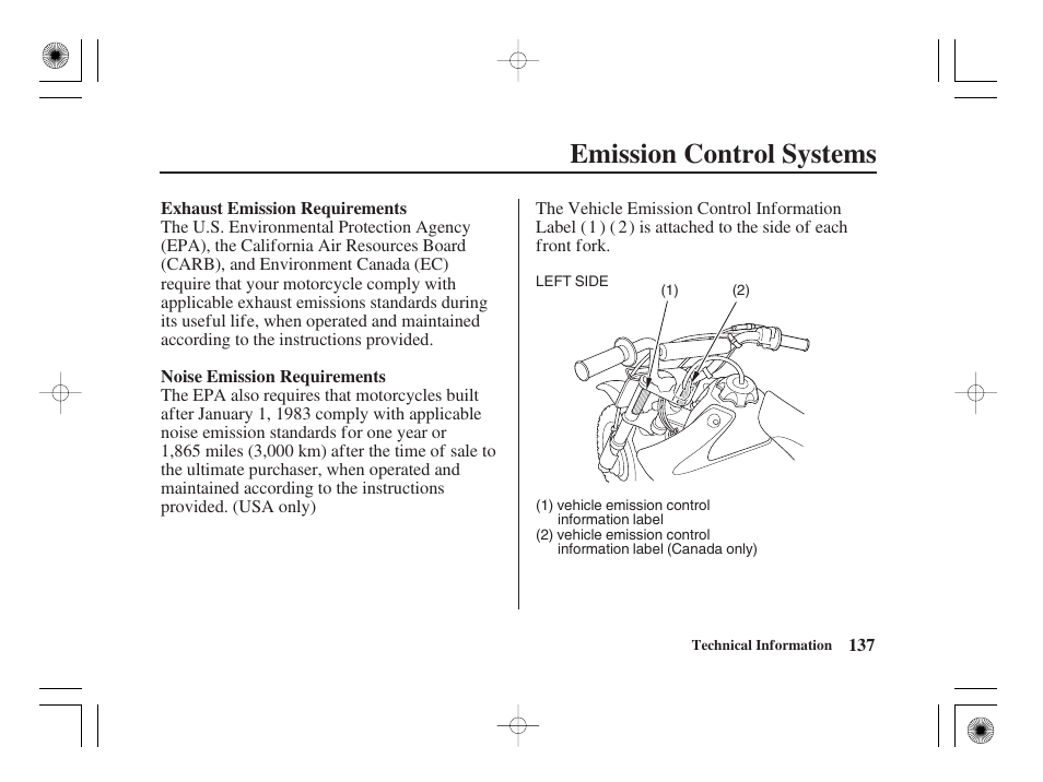 Emission control systems | HONDA CRF50F User Manual | Page 145 / 172