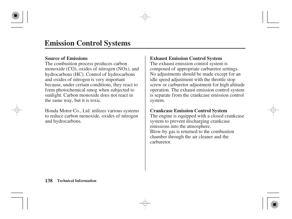 Emission control systems | HONDA CRF50F User Manual | Page 146 / 172