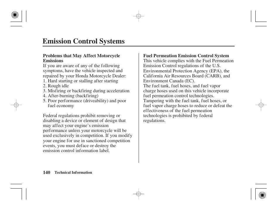 Emission control systems | HONDA CRF50F User Manual | Page 148 / 172