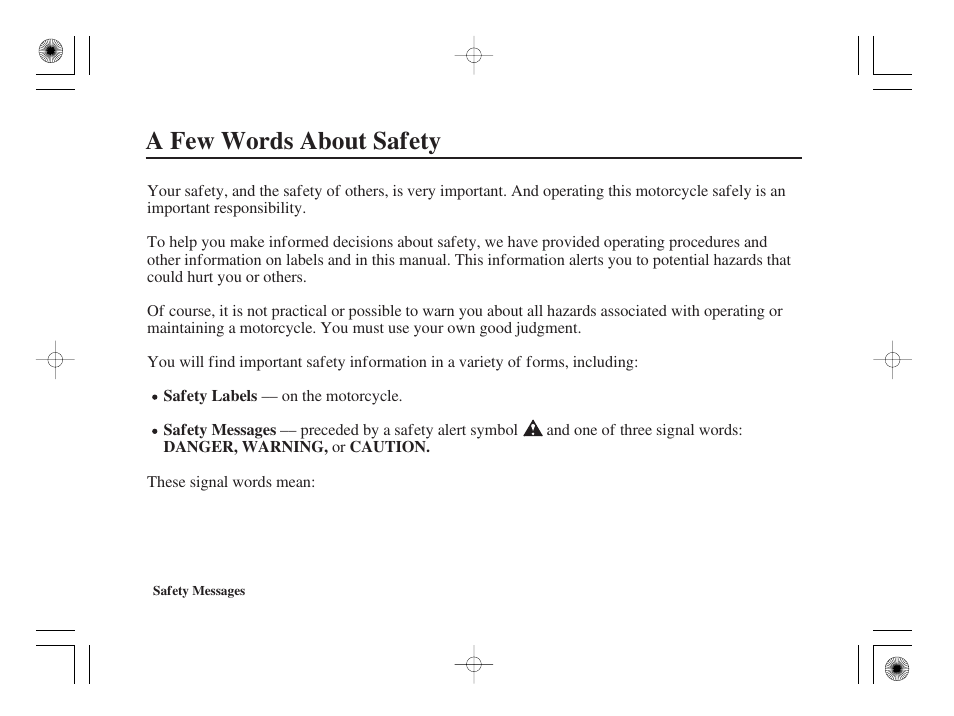 A few words about safety | HONDA CRF50F User Manual | Page 2 / 172