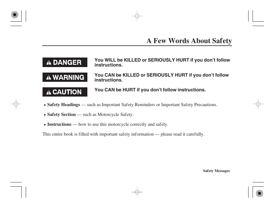 A few words about safety | HONDA CRF50F User Manual | Page 3 / 172