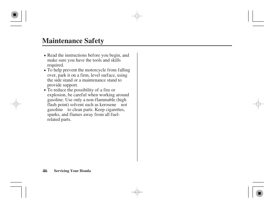 Maintenance safety | HONDA CRF50F User Manual | Page 54 / 172