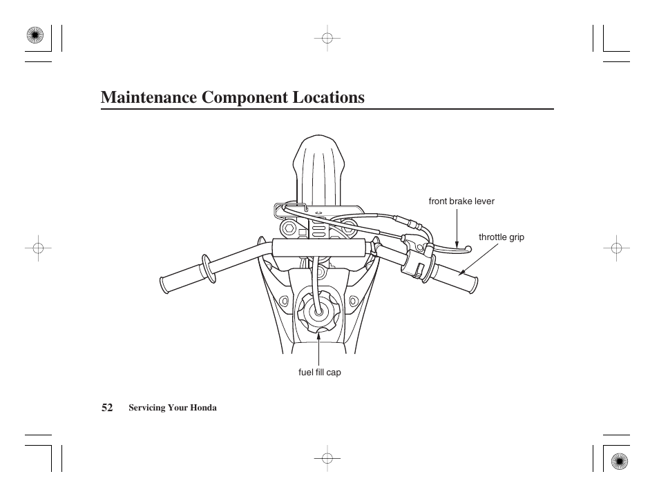 Maintenance component locations | HONDA CRF50F User Manual | Page 60 / 172