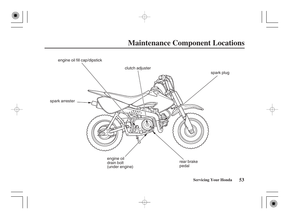 Maintenance component locations | HONDA CRF50F User Manual | Page 61 / 172