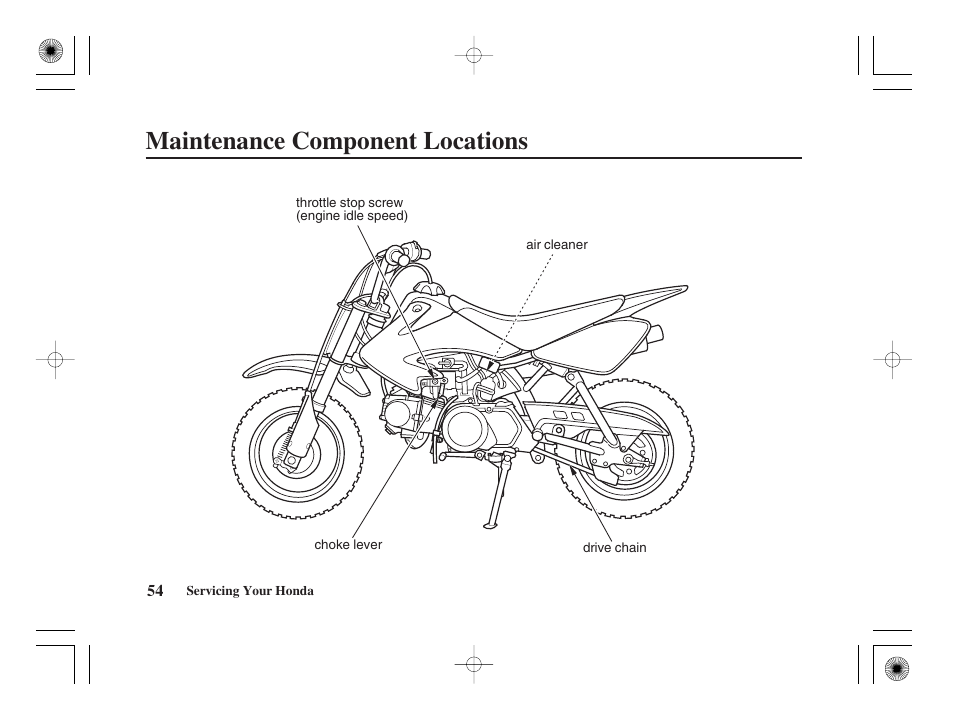 Maintenance component locations | HONDA CRF50F User Manual | Page 62 / 172
