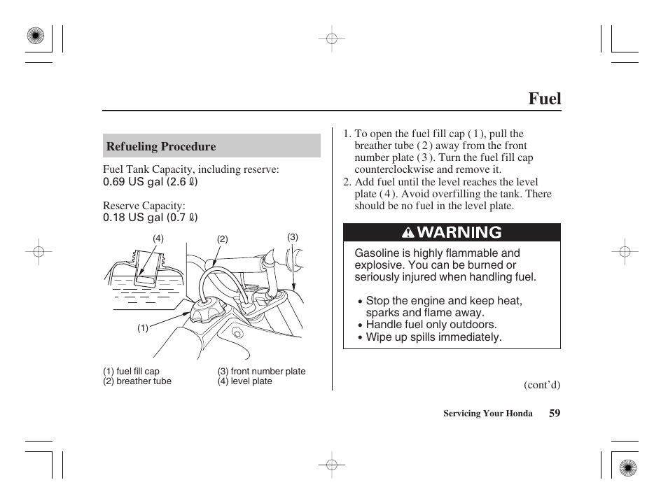 Fuel | HONDA CRF50F User Manual | Page 67 / 172