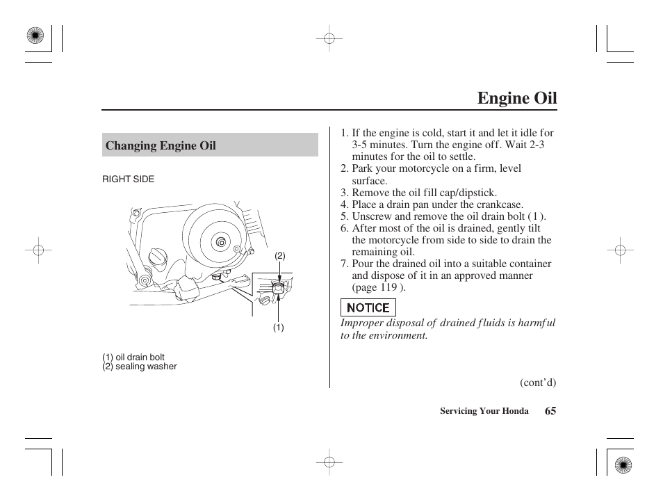 Engine oil | HONDA CRF50F User Manual | Page 73 / 172