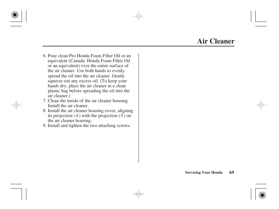 Air cleaner | HONDA CRF50F User Manual | Page 77 / 172