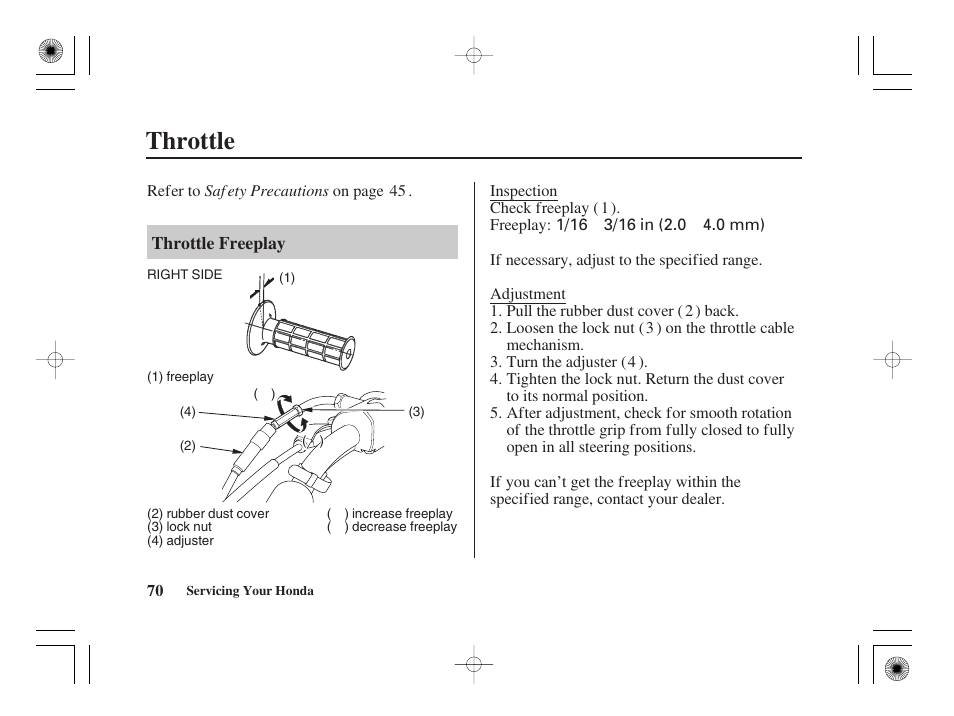 Throttle | HONDA CRF50F User Manual | Page 78 / 172