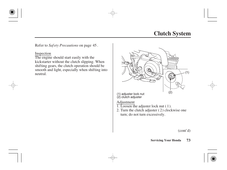 Clutch system | HONDA CRF50F User Manual | Page 81 / 172