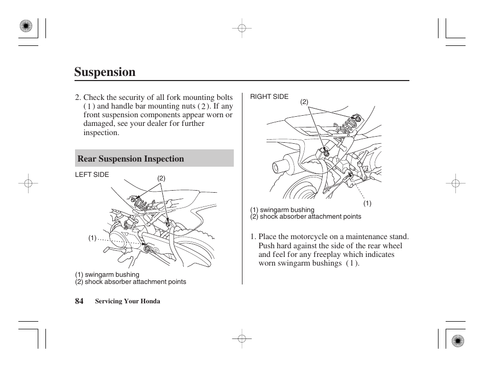 Suspension | HONDA CRF50F User Manual | Page 92 / 172