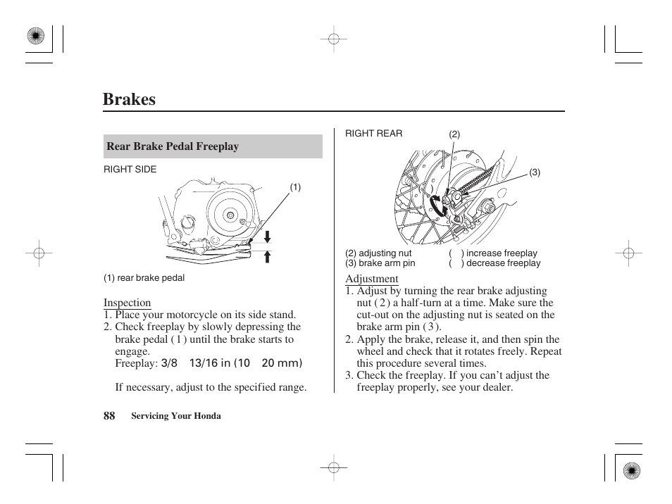 Brakes | HONDA CRF50F User Manual | Page 96 / 172