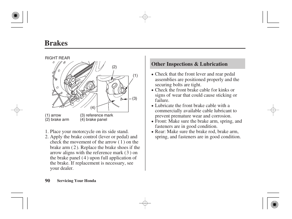 Brakes | HONDA CRF50F User Manual | Page 98 / 172