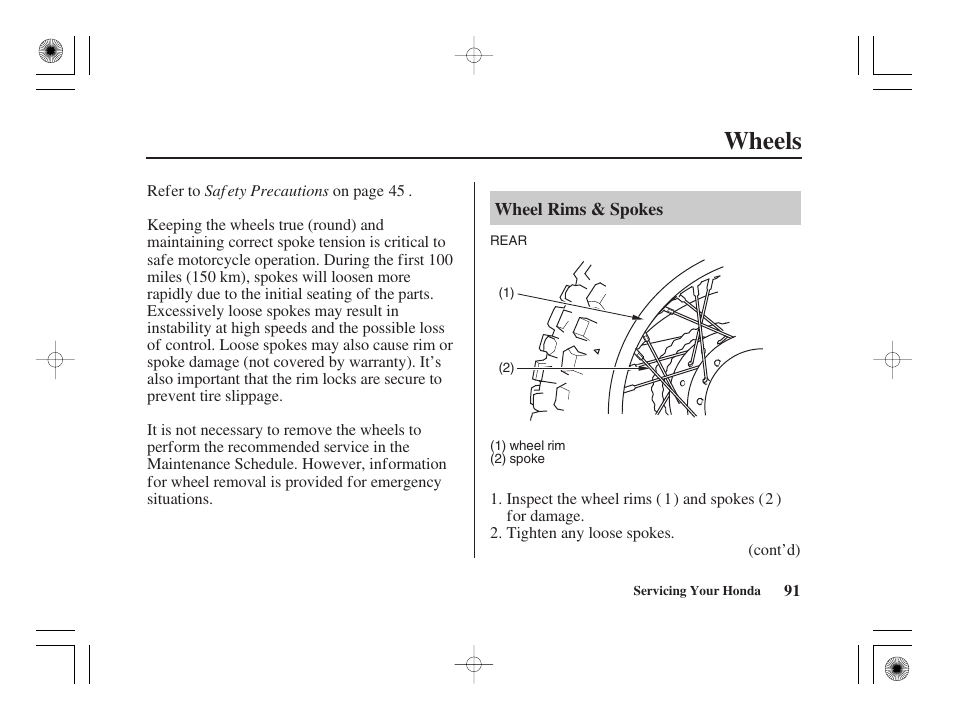 Wheels | HONDA CRF50F User Manual | Page 99 / 172