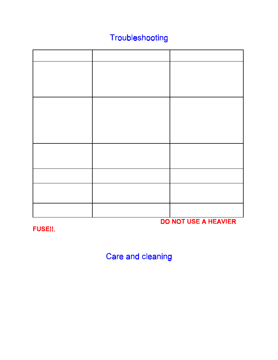 Problem possible cause possible solution | B&K 4420M User Manual | Page 13 / 16