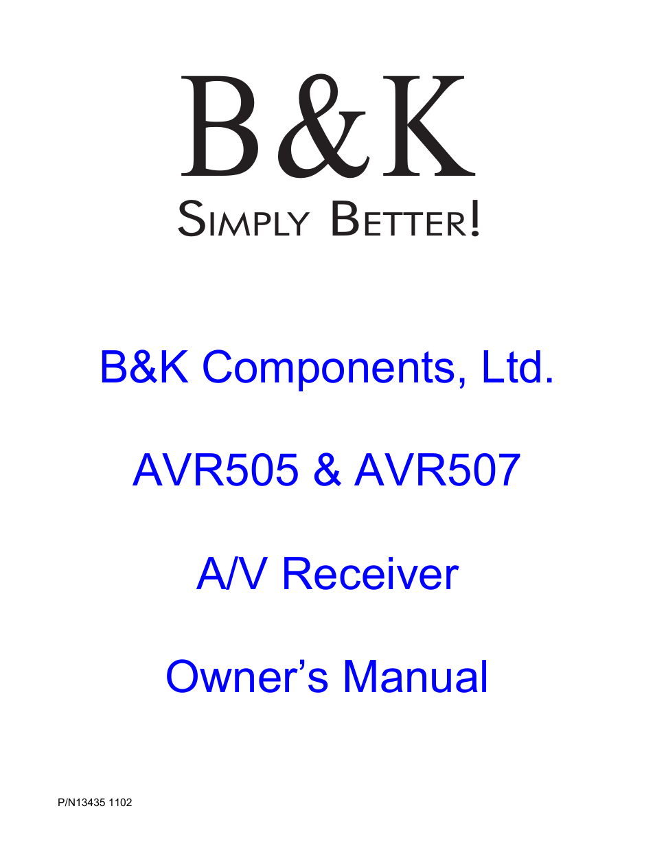 B&K AVR507 User Manual | 88 pages