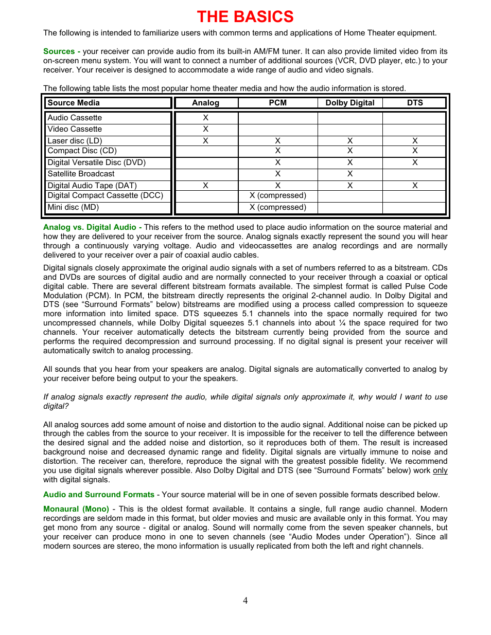 The basics | B&K AVR507 User Manual | Page 8 / 88