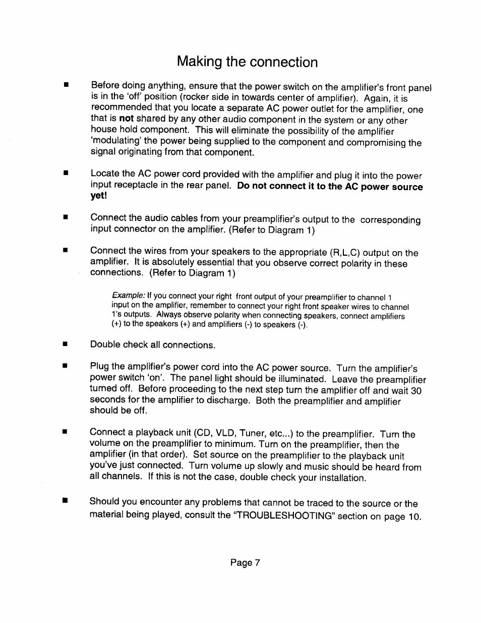 Making the connection | B&K TX4430 User Manual | Page 9 / 15