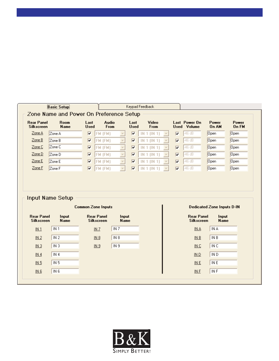 Basic setup menu | B&K CT600.1 User Manual | Page 39 / 88