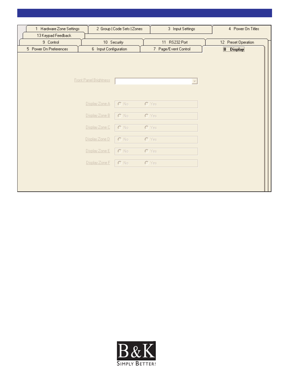Display - tab 8 | B&K CT600.1 User Manual | Page 54 / 88