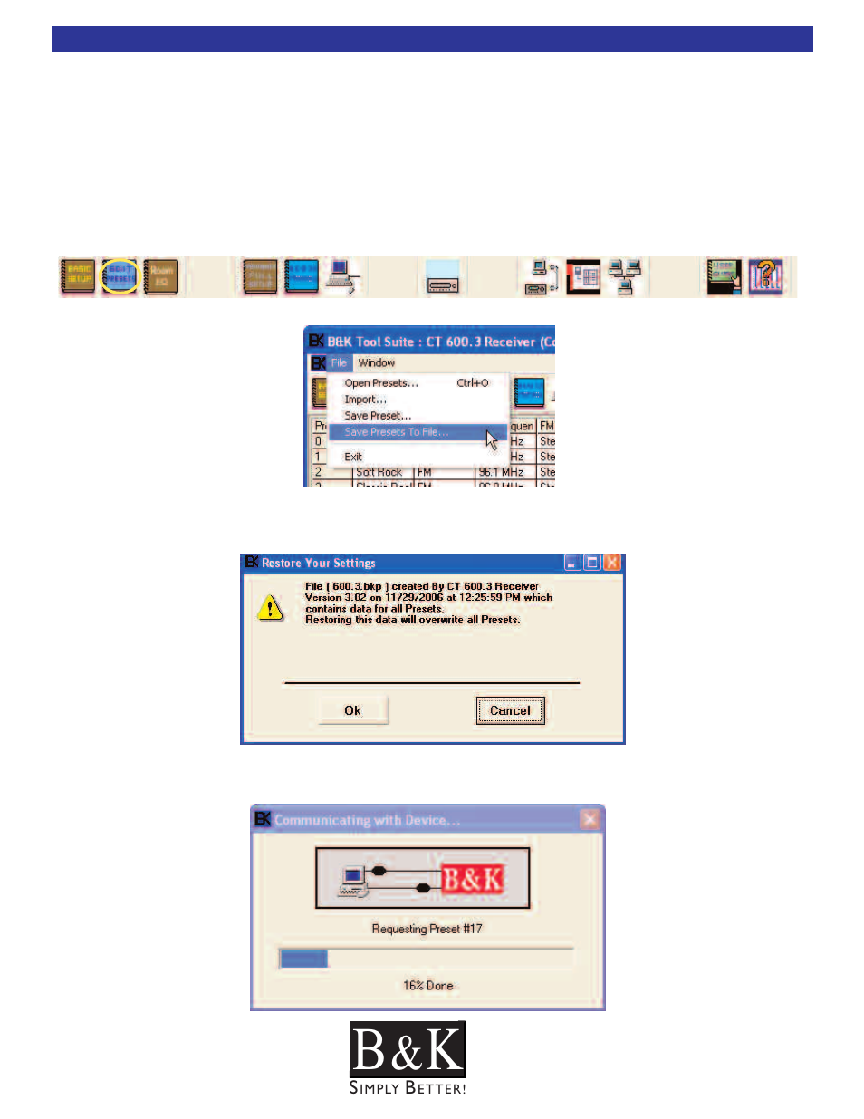 Preset editor, Preset editor features and benefits | B&K CT600.1 User Manual | Page 64 / 88