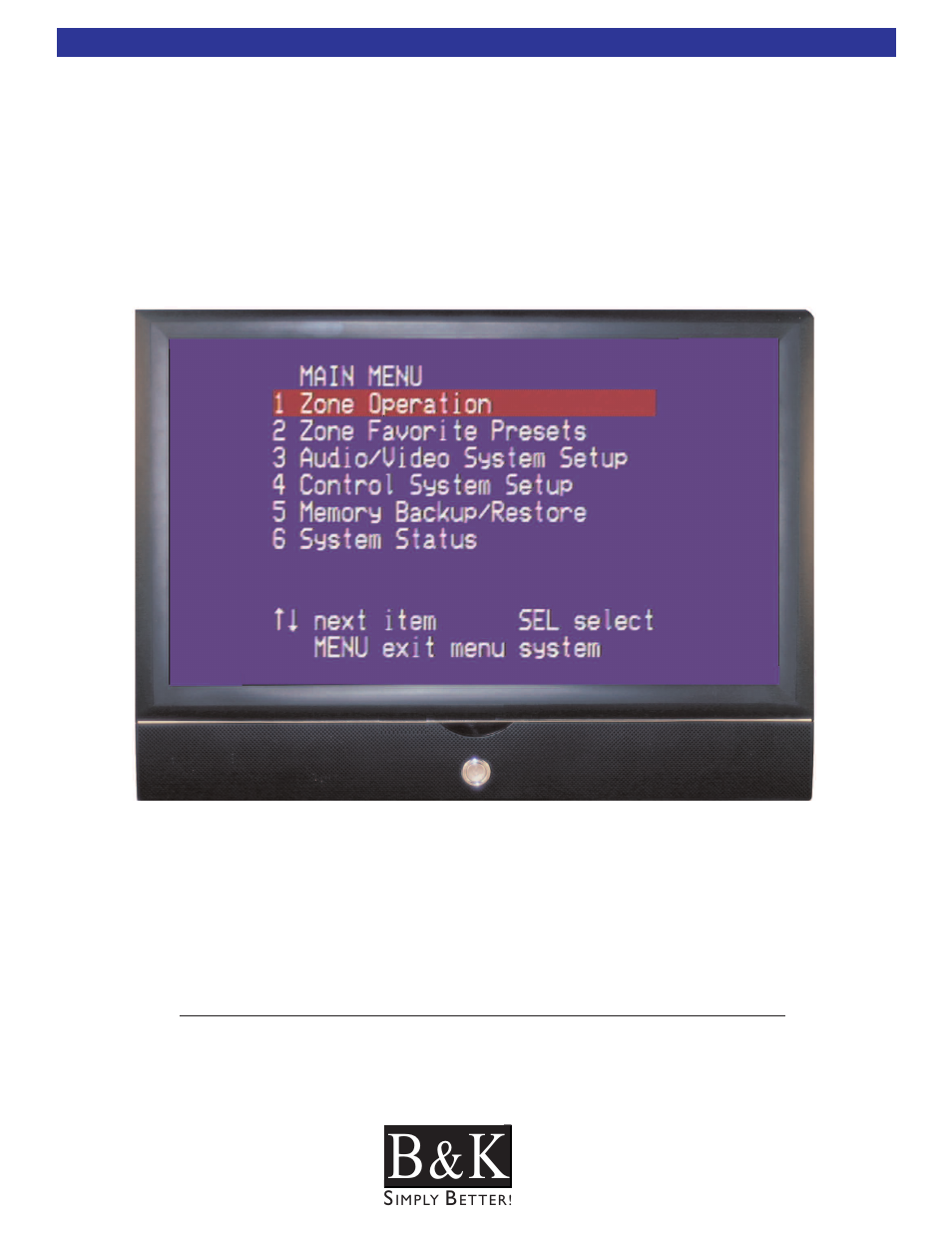 Setup using the on screen di, Setup using the on screen display | B&K CT600.1 User Manual | Page 67 / 88
