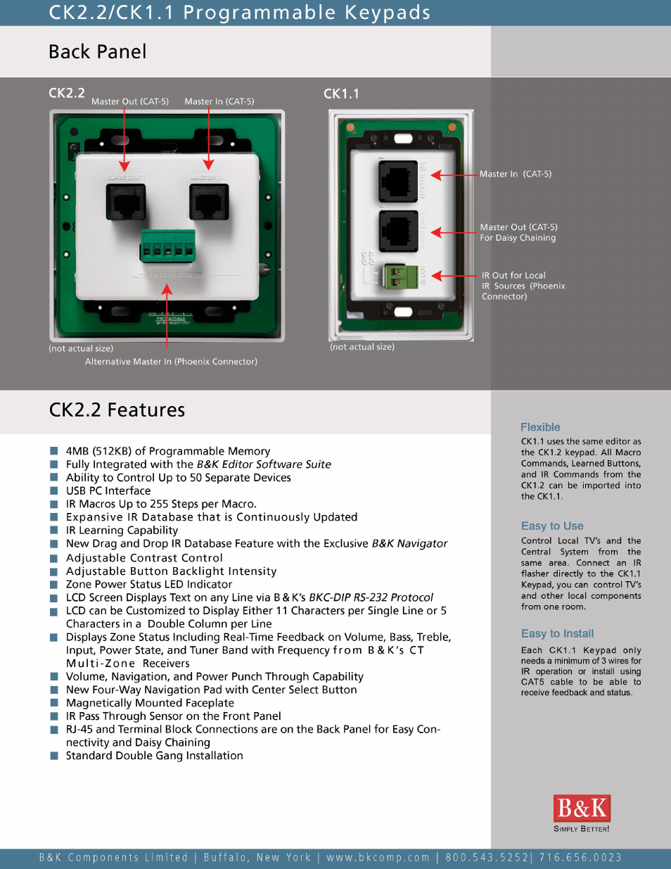 B&K Programmable Keypad CK1.1 User Manual | Page 2 / 2