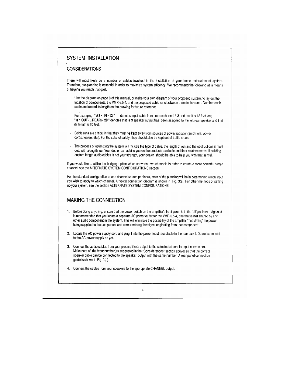 System installation, Making the connection | B&K VMR-6.5.4 User Manual | Page 6 / 12