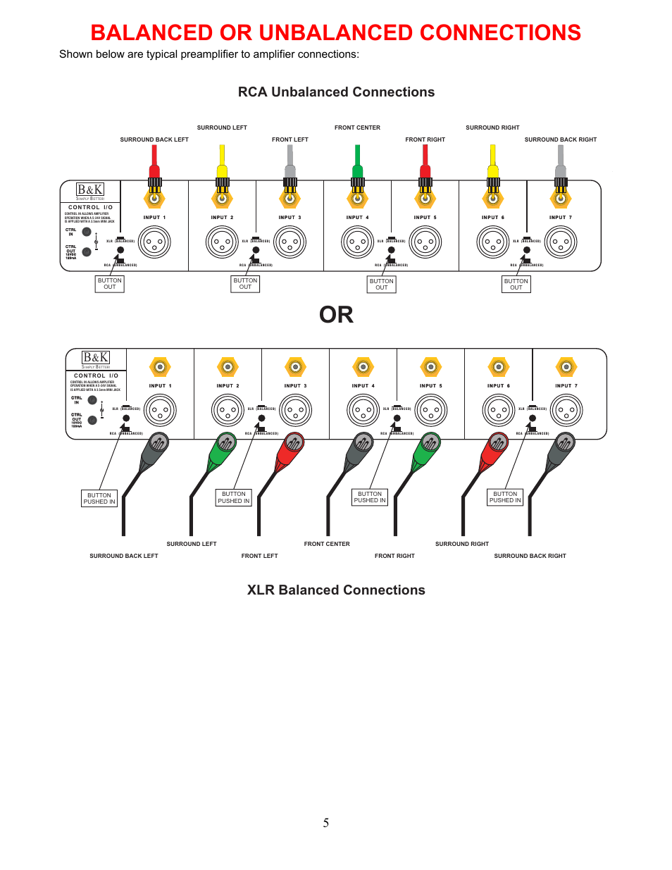 Balanced or unbalanced connections | B&K P/N13445 User Manual | Page 8 / 16