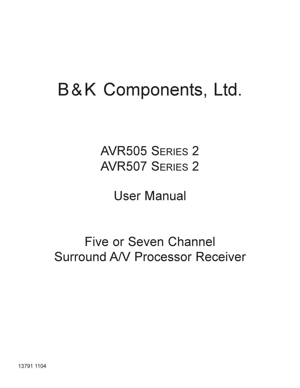 B&K AVR505 SERIES 2 User Manual | 64 pages