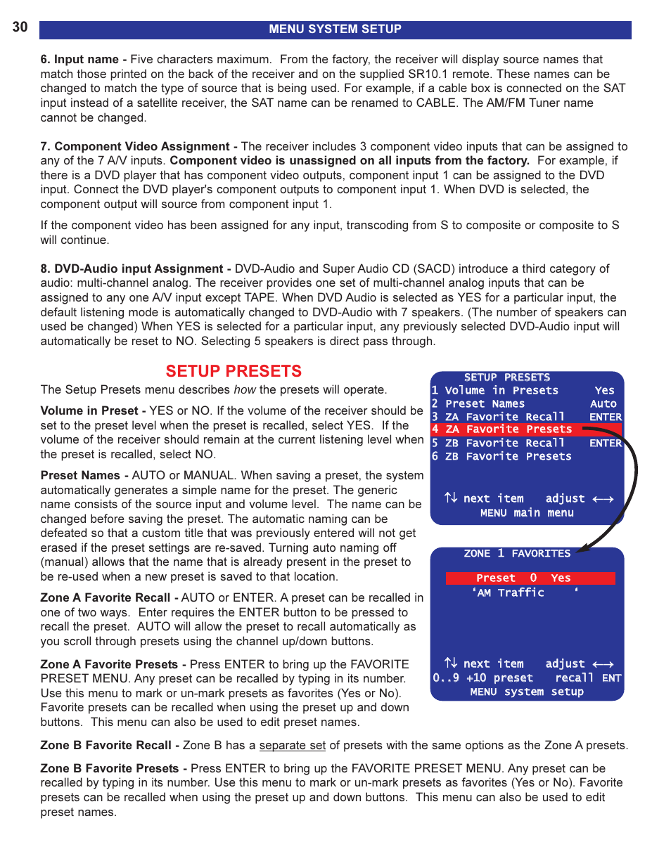 Setup presets | B&K AVR505 SERIES 2 User Manual | Page 32 / 64