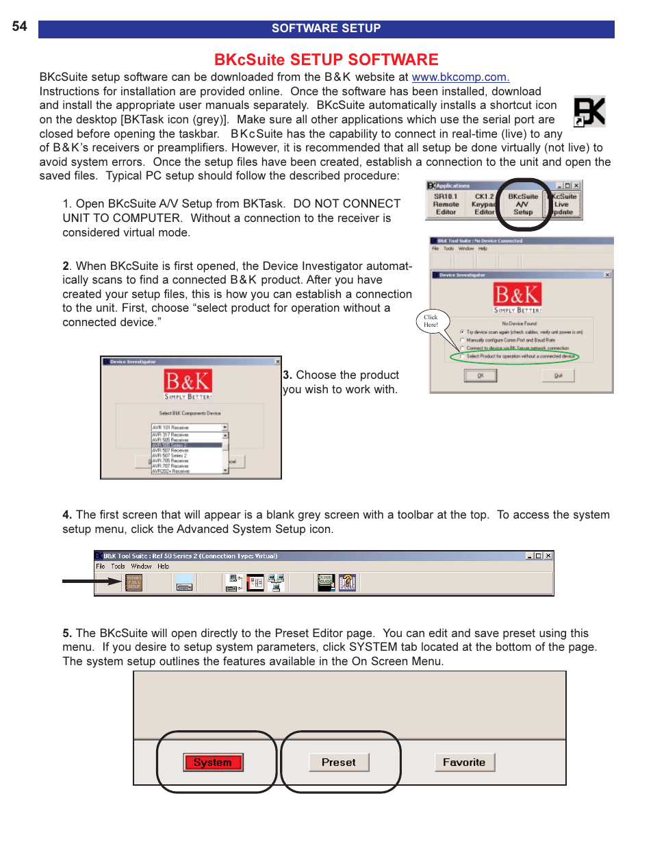 Bkcsuite setup software | B&K AVR505 SERIES 2 User Manual | Page 56 / 64