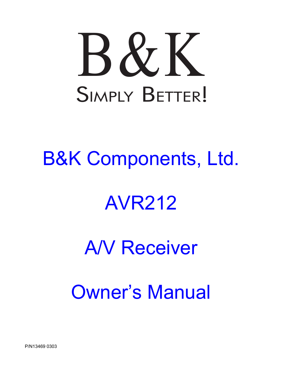 B&K AVR212 User Manual | 88 pages