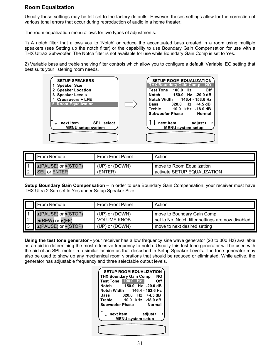 Room equalization | B&K AVR212 User Manual | Page 35 / 88