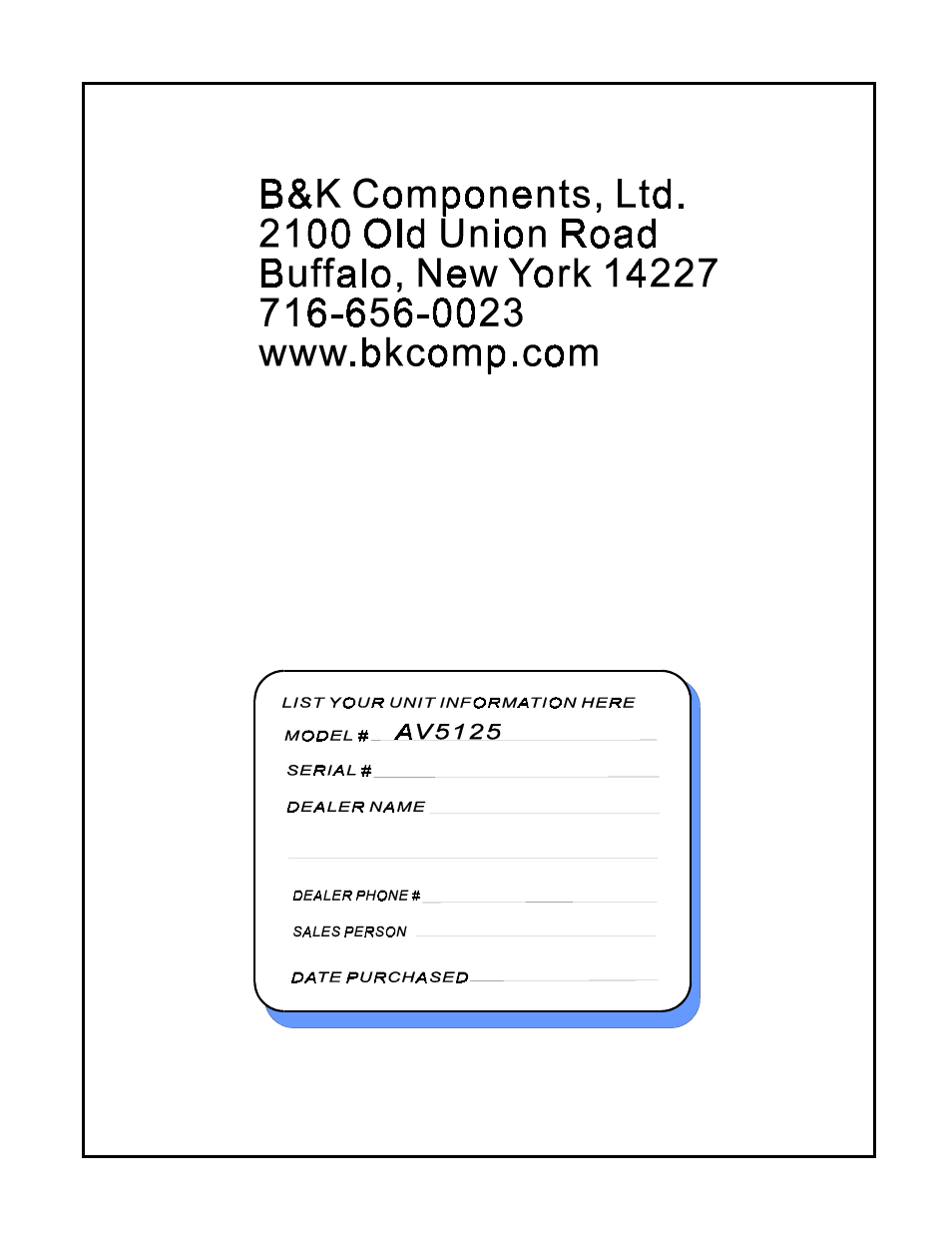 B&K AV5125 User Manual | Page 16 / 16