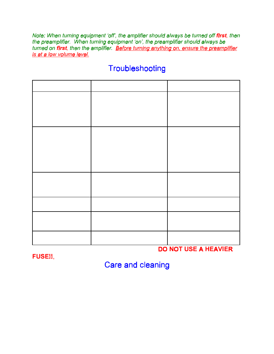 Problem possible cause possible solution | B&K Reference 4430 User Manual | Page 12 / 16