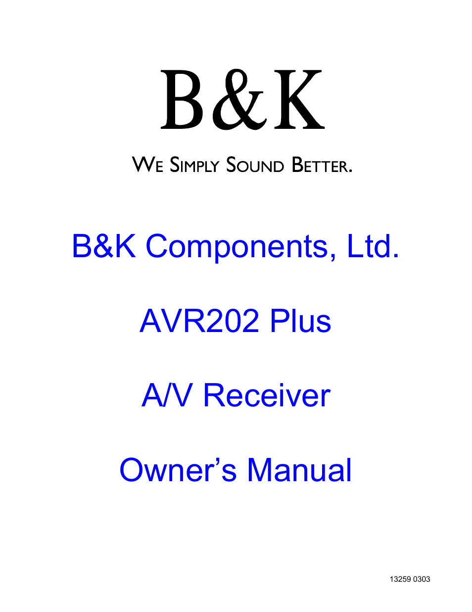 B&K AVR202 Plus User Manual | 84 pages