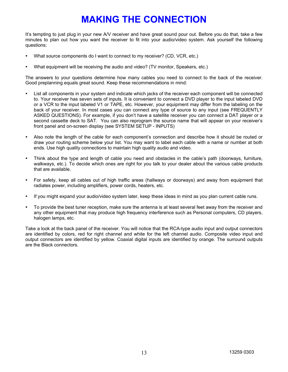 Making the connection | B&K AVR202 Plus User Manual | Page 16 / 84