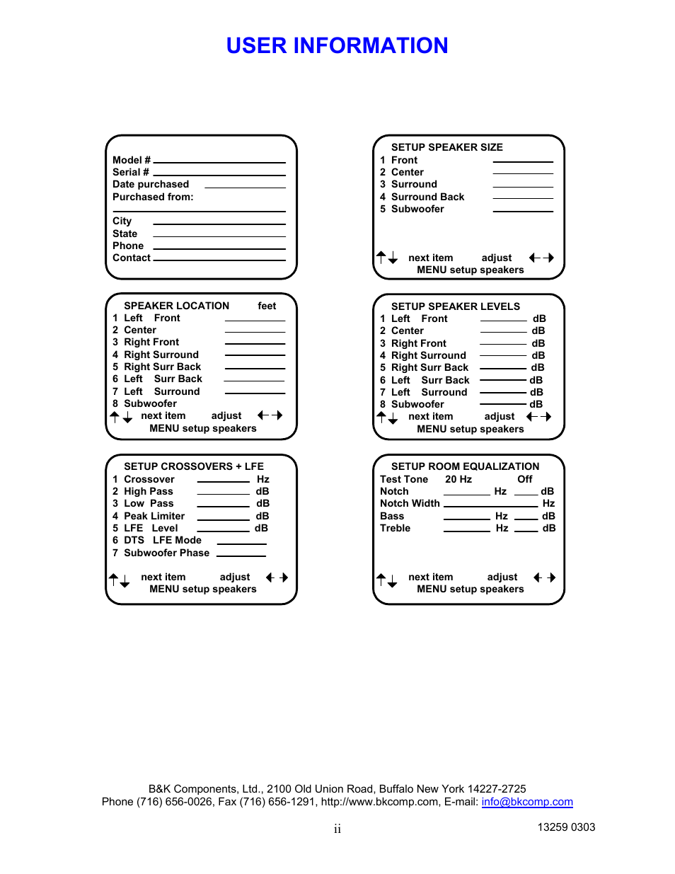 User information | B&K AVR202 Plus User Manual | Page 2 / 84