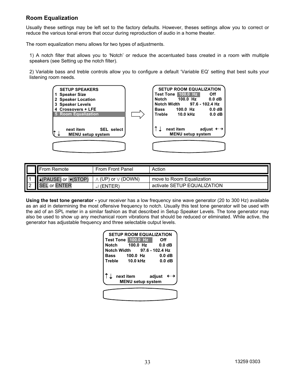 Room equalization, 33 room equalization | B&K AVR202 Plus User Manual | Page 36 / 84