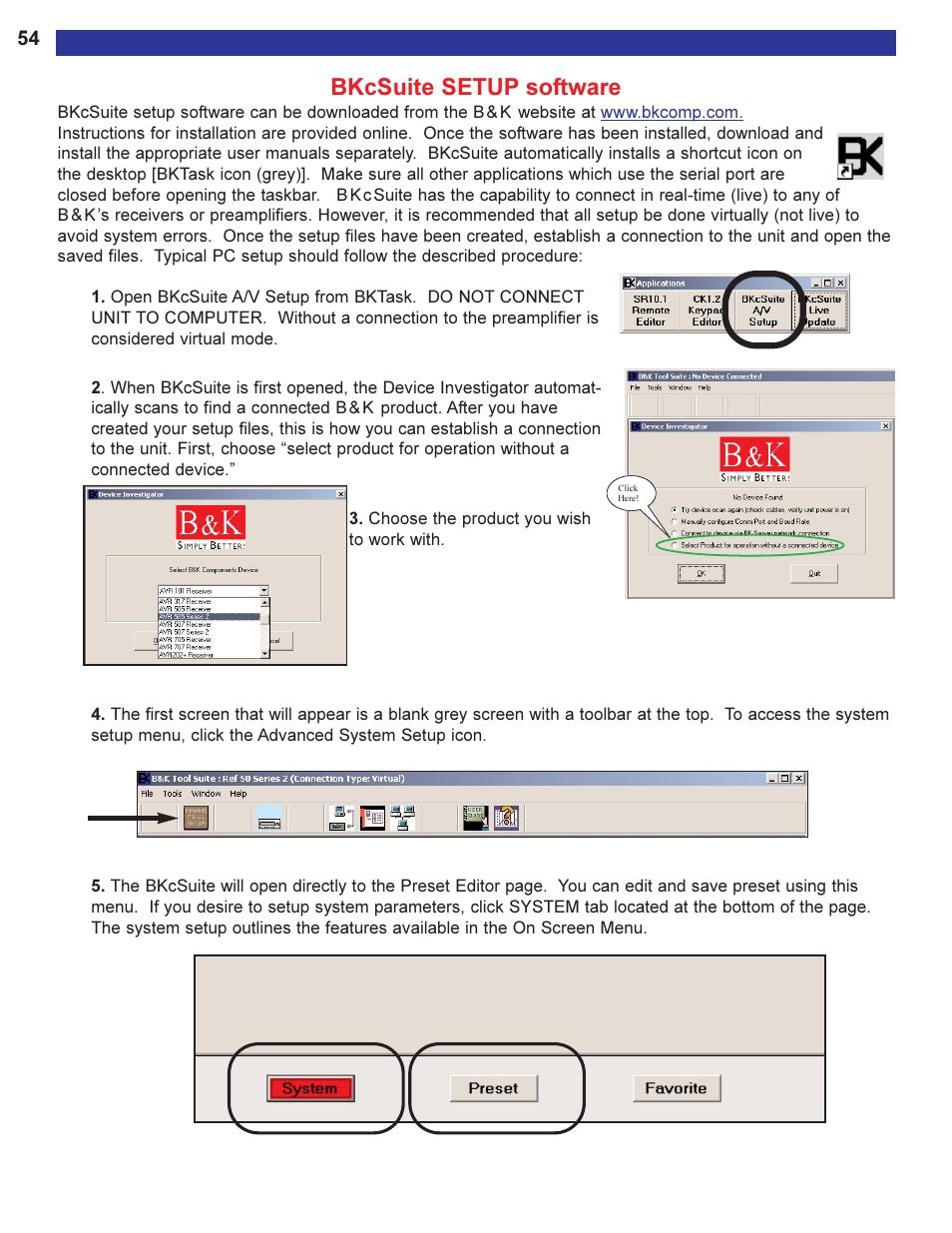 Bkcsuite setup software, Alling the bkcsuite are available on, Or on our website. bkcsuite is compat | Bkcsuite setup sof tware | B&K Series 2 User Manual | Page 56 / 64