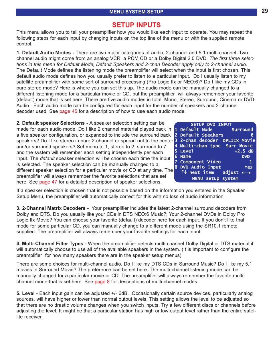 Setup inputs, When it is selected. see | B&K 13790 1104 User Manual | Page 31 / 64
