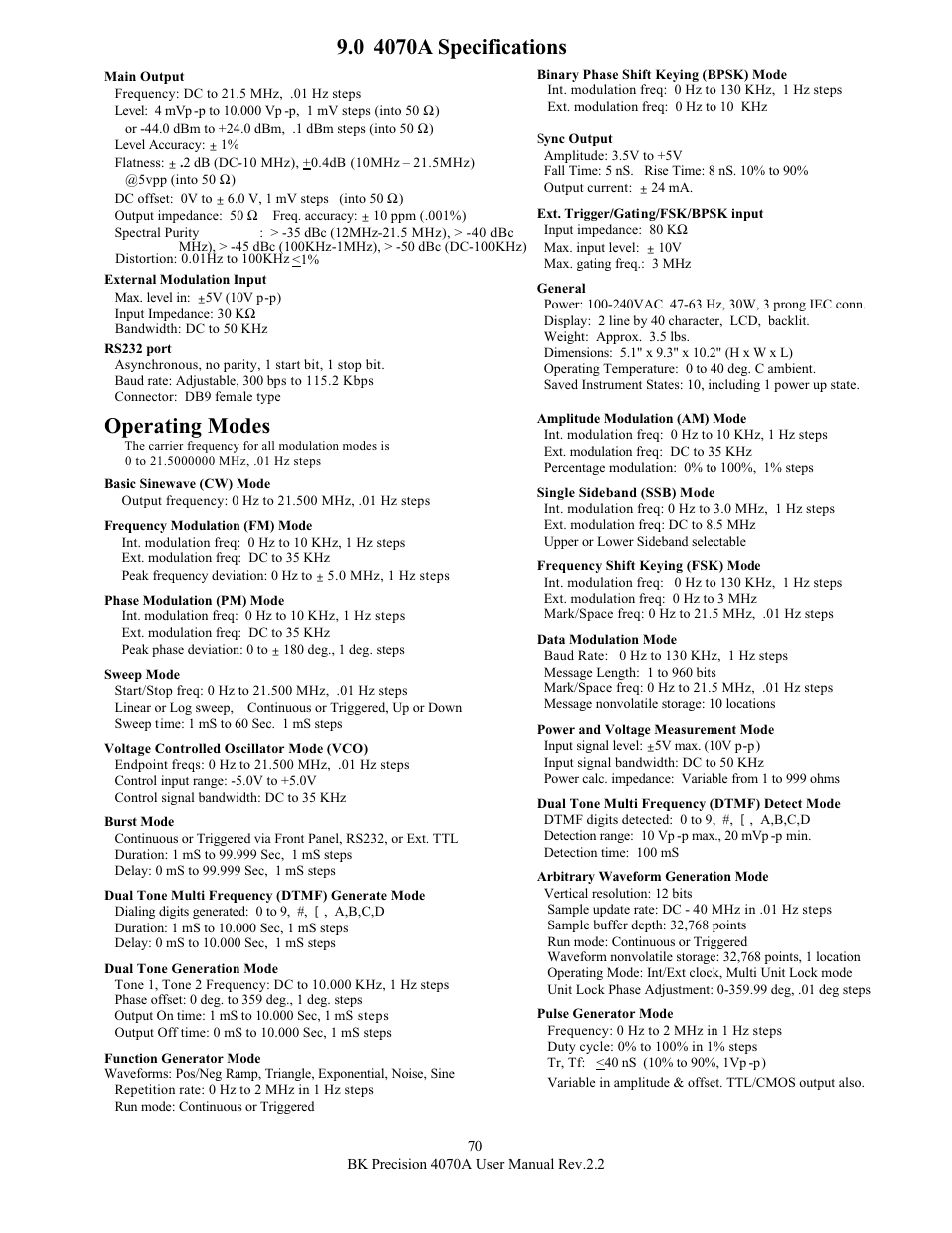Operating modes | B&K 4070A User Manual | Page 75 / 88