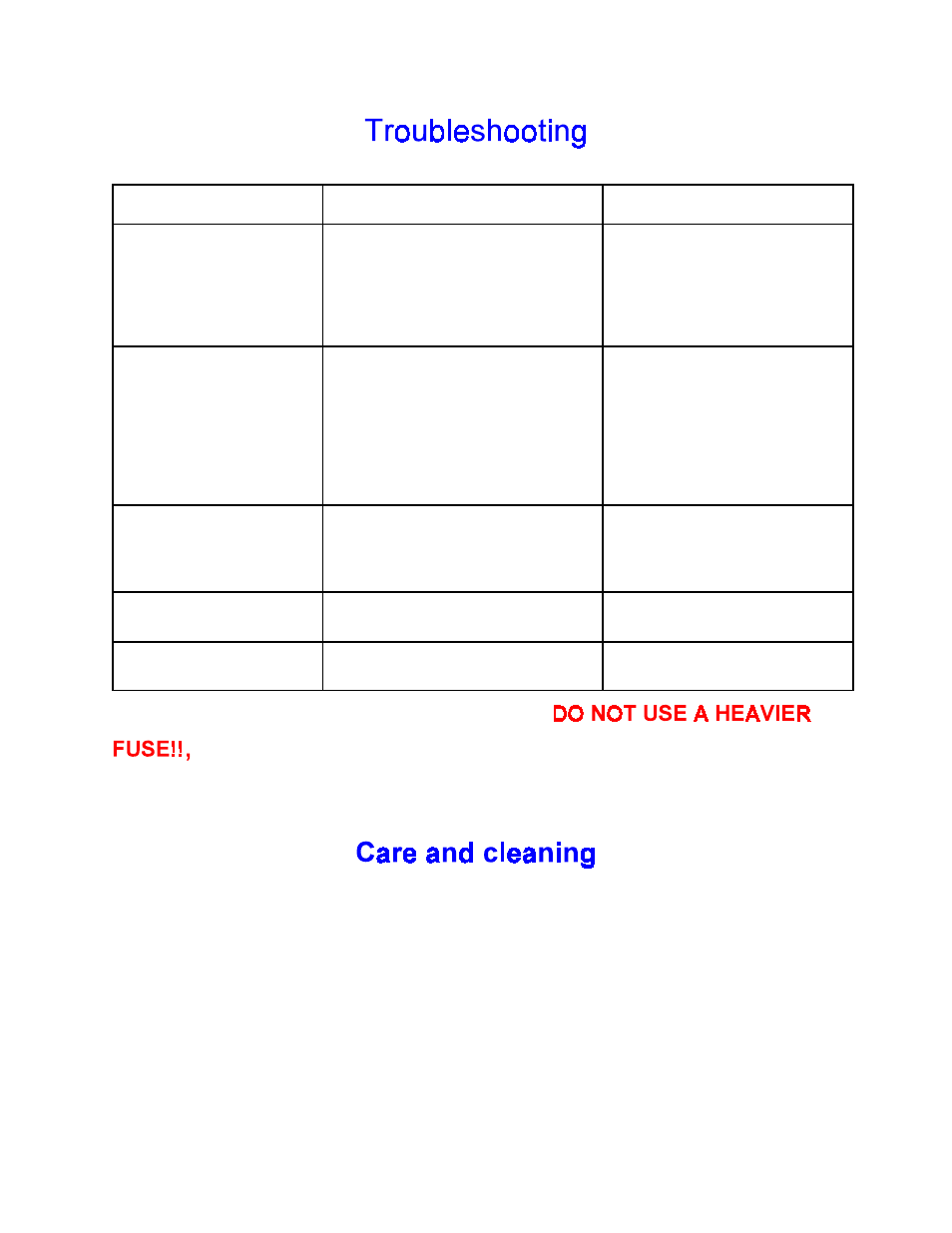 Problem possible cause possible solution | B&K AV6000 Series II User Manual | Page 12 / 16