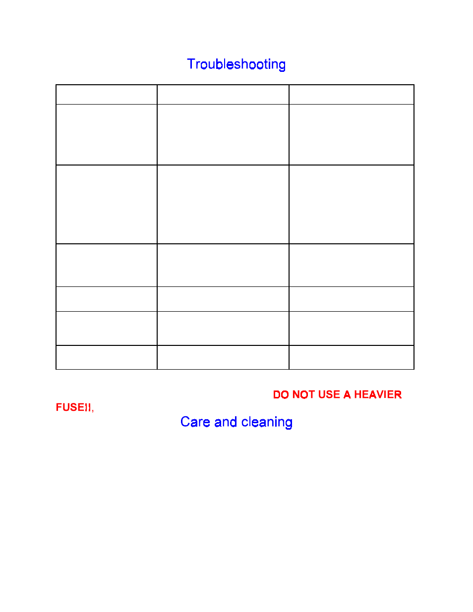 Problem possible cause possible solution | B&K ST3030 Series II User Manual | Page 13 / 16