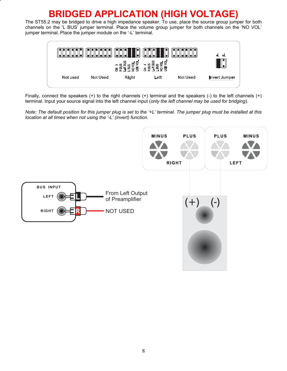 Bridged application (high voltage) | B&K ST55.2 User Manual | Page 11 / 16